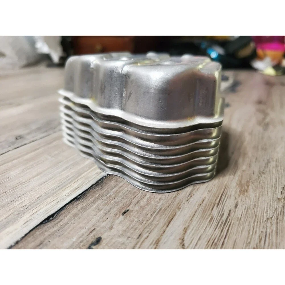 Vintage Aluminum Christmas Tree Mini Cake Pan Jello Molds Individual Set of 8